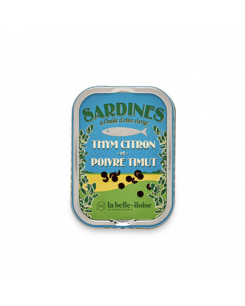 Sardines thym citron & poivre de timut - 115gr - La Belle-iloise