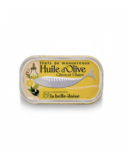 Maquereaux Huile d'olive Citron et 5 Baies - 118gr - La Belle-iloise